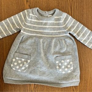 GAP Gray and White Striped Kids Dress